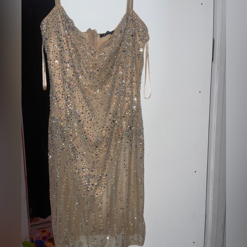 GOLD CHAMPAGNE RHINESTONE BIRTHDAY DRESS